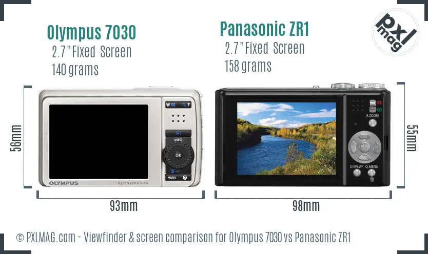 Olympus 7030 vs Panasonic ZR1 Screen and Viewfinder comparison