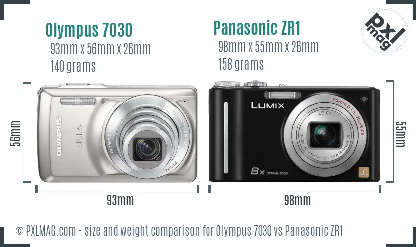 Olympus 7030 vs Panasonic ZR1 size comparison