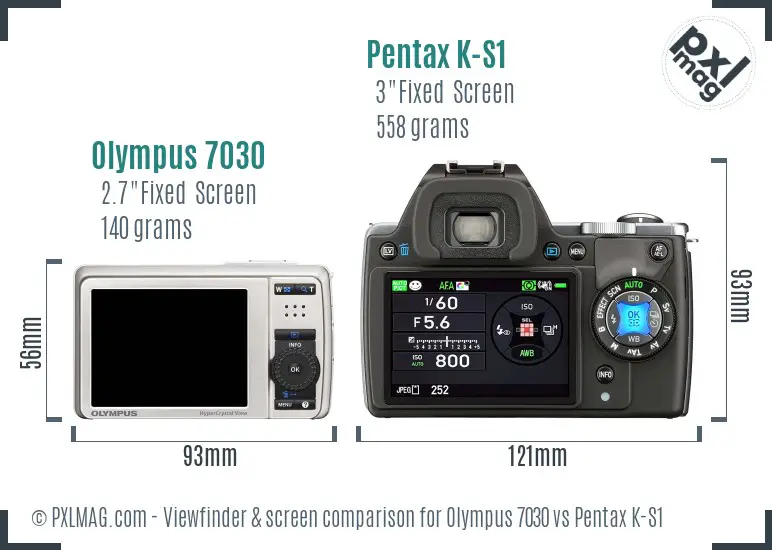 Olympus 7030 vs Pentax K-S1 Screen and Viewfinder comparison