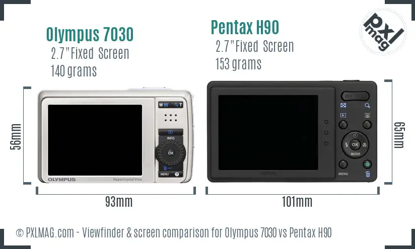 Olympus 7030 vs Pentax H90 Screen and Viewfinder comparison