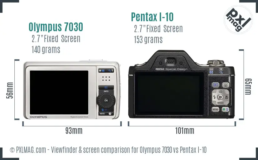 Olympus 7030 vs Pentax I-10 Screen and Viewfinder comparison