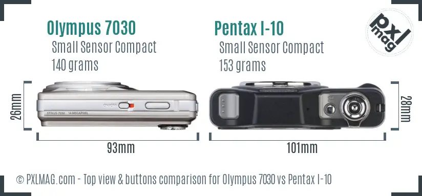 Olympus 7030 vs Pentax I-10 top view buttons comparison