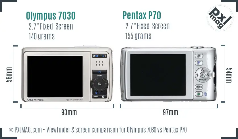 Olympus 7030 vs Pentax P70 Screen and Viewfinder comparison
