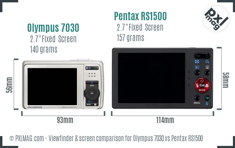 Olympus 7030 vs Pentax RS1500 Screen and Viewfinder comparison