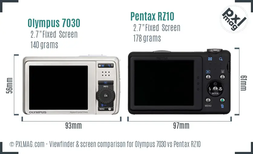 Olympus 7030 vs Pentax RZ10 Screen and Viewfinder comparison
