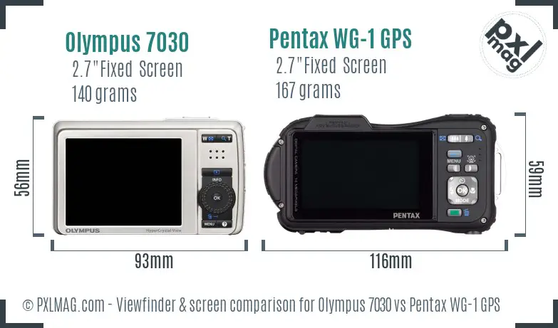 Olympus 7030 vs Pentax WG-1 GPS Screen and Viewfinder comparison