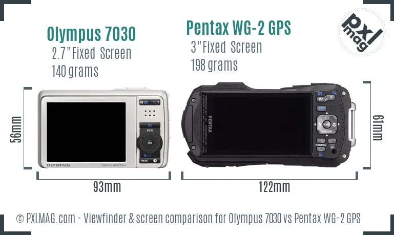 Olympus 7030 vs Pentax WG-2 GPS Screen and Viewfinder comparison