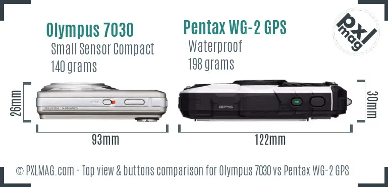 Olympus 7030 vs Pentax WG-2 GPS top view buttons comparison