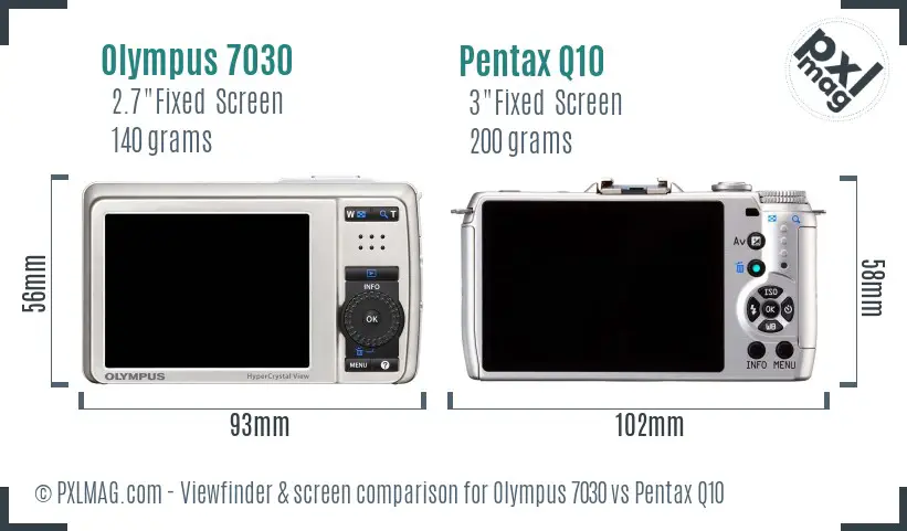 Olympus 7030 vs Pentax Q10 Screen and Viewfinder comparison
