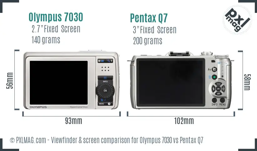 Olympus 7030 vs Pentax Q7 Screen and Viewfinder comparison