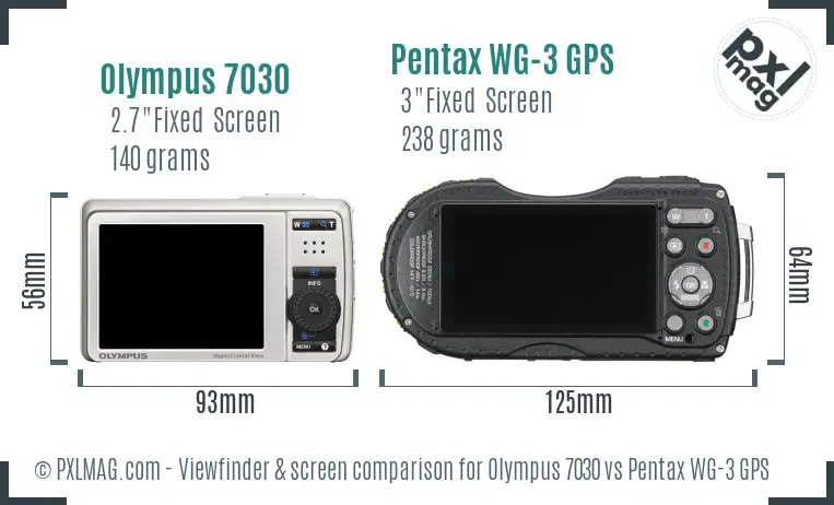 Olympus 7030 vs Pentax WG-3 GPS Screen and Viewfinder comparison