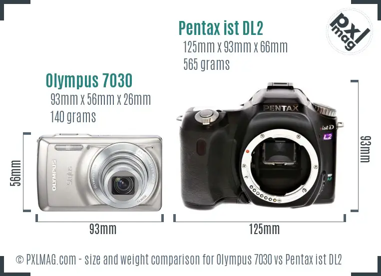 Olympus 7030 vs Pentax ist DL2 size comparison