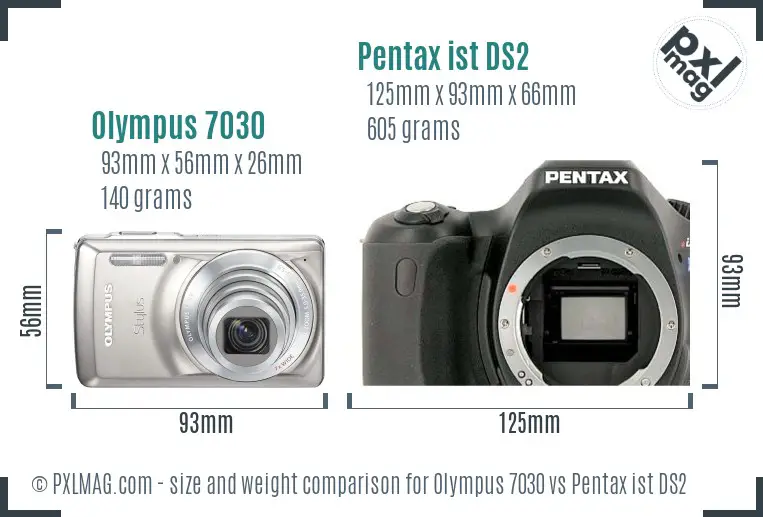 Olympus 7030 vs Pentax ist DS2 size comparison