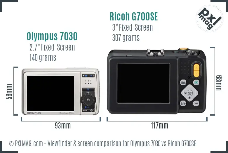 Olympus 7030 vs Ricoh G700SE Screen and Viewfinder comparison Olympus 7030 vs Ricoh G700SE Screen and Viewfinder comparison