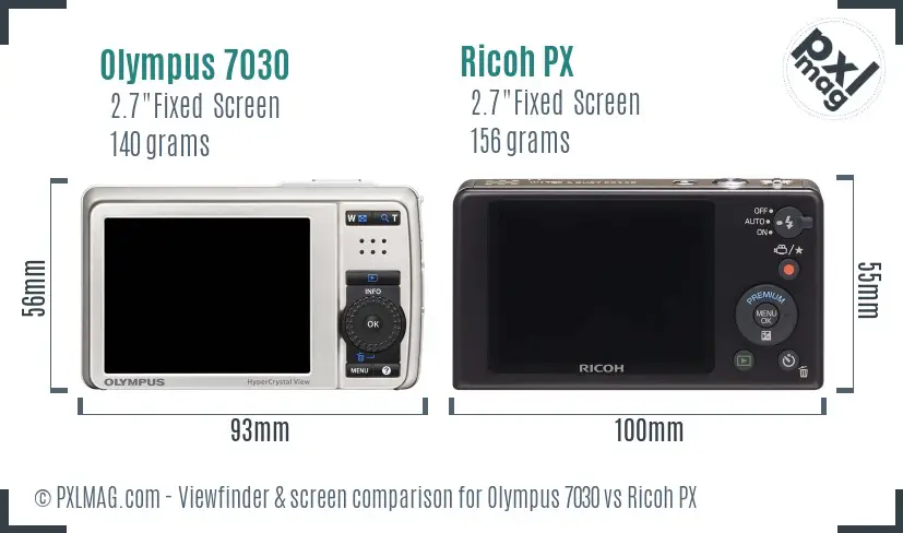 Olympus 7030 vs Ricoh PX Screen and Viewfinder comparison Olympus 7030 vs Ricoh PX Screen and Viewfinder comparison