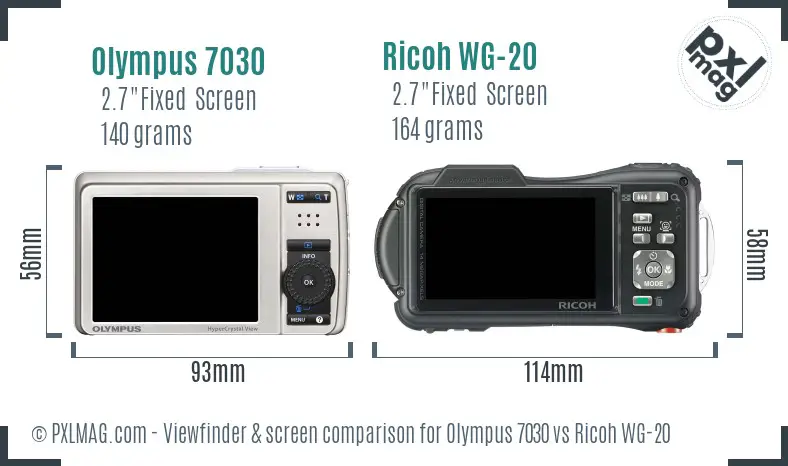 Olympus 7030 vs Ricoh WG-20 Screen and Viewfinder comparison