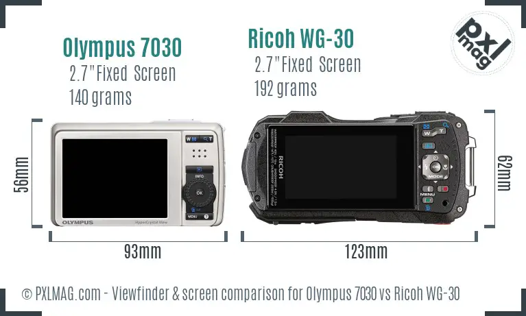 Olympus 7030 vs Ricoh WG-30 Screen and Viewfinder comparison
