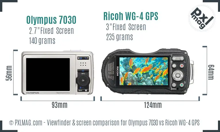 Olympus 7030 vs Ricoh WG-4 GPS Screen and Viewfinder comparison