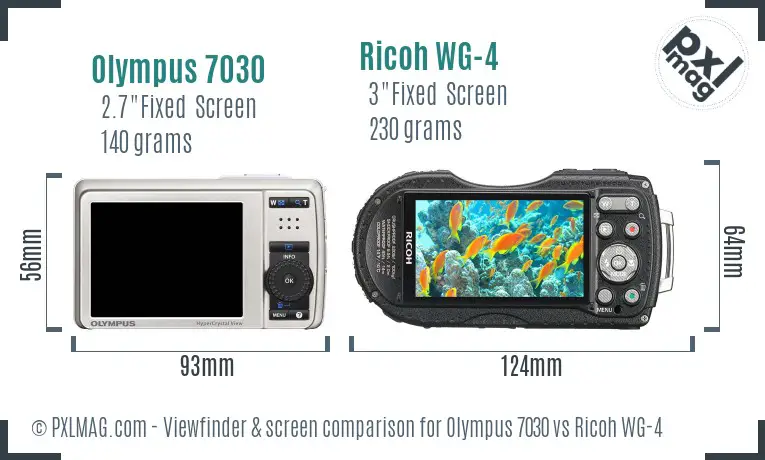 Olympus 7030 vs Ricoh WG-4 Screen and Viewfinder comparison