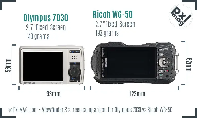 Olympus 7030 vs Ricoh WG-50 Screen and Viewfinder comparison