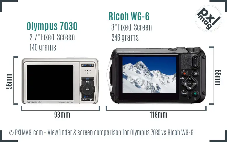 Olympus 7030 vs Ricoh WG-6 Screen and Viewfinder comparison