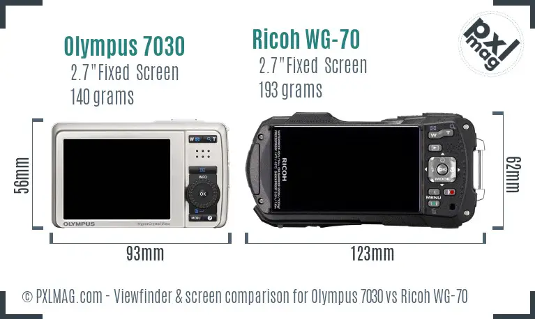 Olympus 7030 vs Ricoh WG-70 Screen and Viewfinder comparison