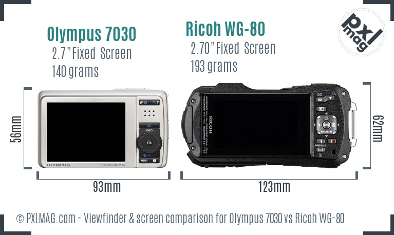 Olympus 7030 vs Ricoh WG-80 Screen and Viewfinder comparison
