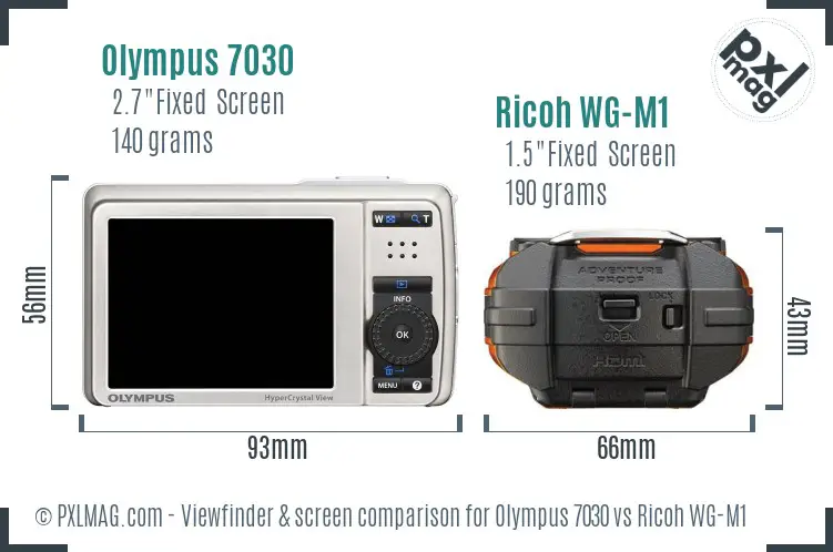Olympus 7030 vs Ricoh WG-M1 Screen and Viewfinder comparison
