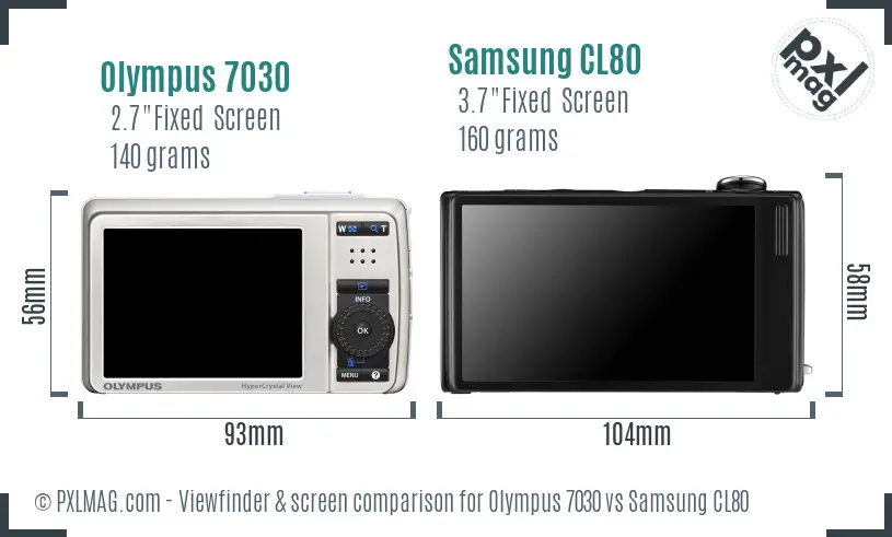 Olympus 7030 vs Samsung CL80 Screen and Viewfinder comparison