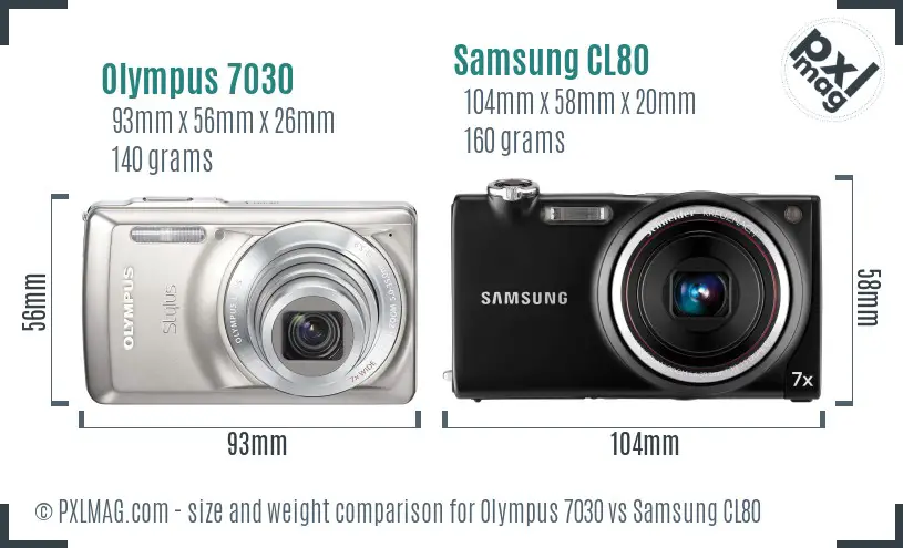 Olympus 7030 vs Samsung CL80 size comparison Olympus 7030 vs Samsung CL80 size comparison