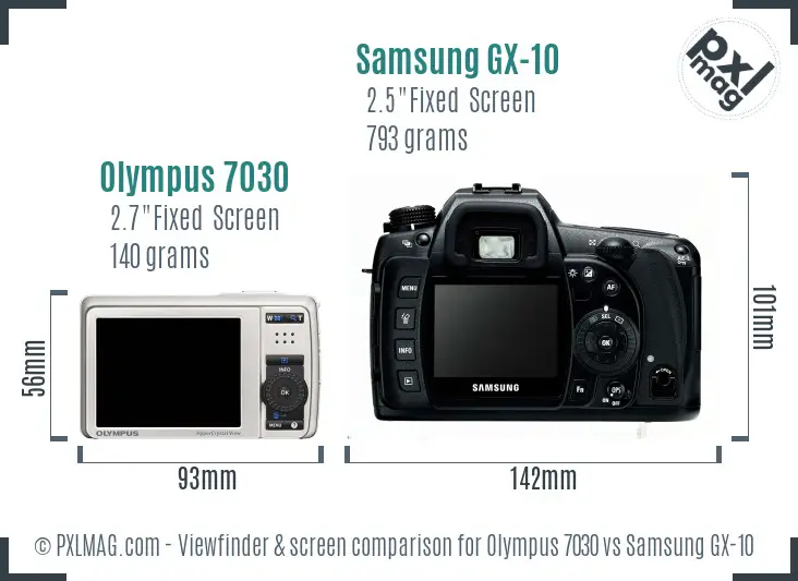 Olympus 7030 vs Samsung GX-10 Screen and Viewfinder comparison