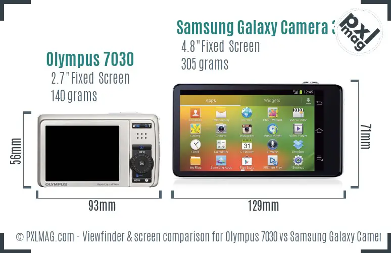 Olympus 7030 vs Samsung Galaxy Camera 3G Screen and Viewfinder comparison