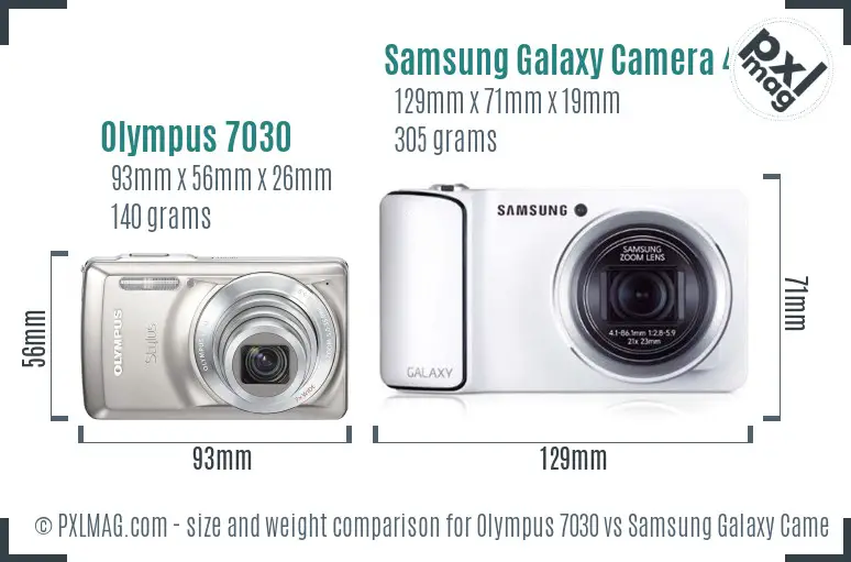 Olympus 7030 vs Samsung Galaxy Camera 4G size comparison Olympus 7030 vs Samsung Galaxy Camera 4G size comparison