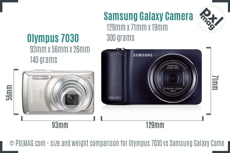 Olympus 7030 vs Samsung Galaxy Camera size comparison