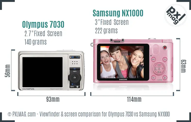 Olympus 7030 vs Samsung NX1000 Screen and Viewfinder comparison