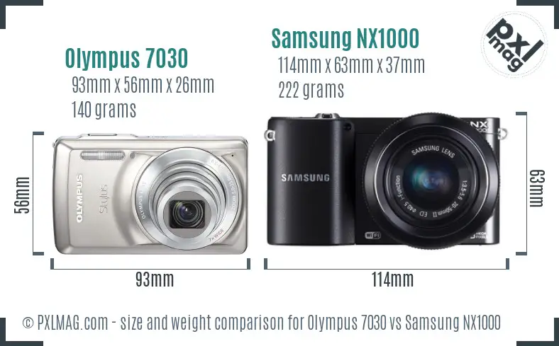 Olympus 7030 vs Samsung NX1000 size comparison