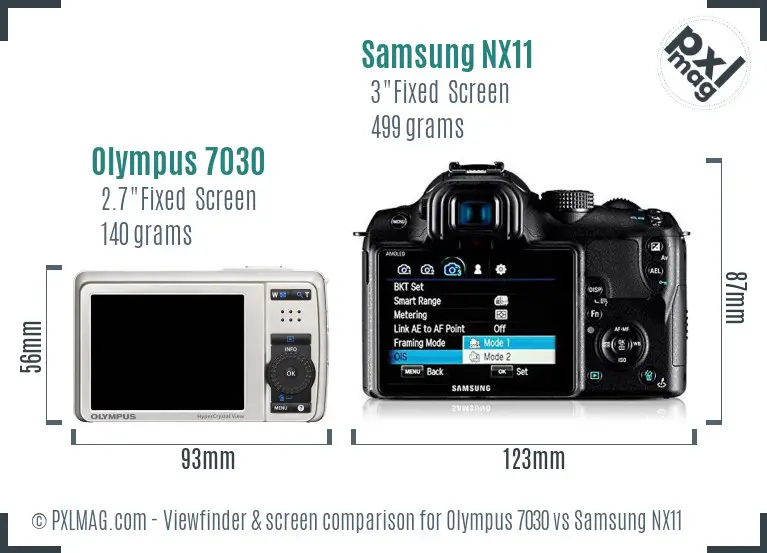 Olympus 7030 vs Samsung NX11 Screen and Viewfinder comparison Olympus 7030 vs Samsung NX11 Screen and Viewfinder comparison