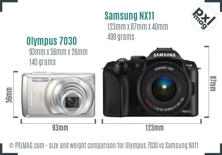 Olympus 7030 vs Samsung NX11 size comparison Olympus 7030 vs Samsung NX11 size comparison