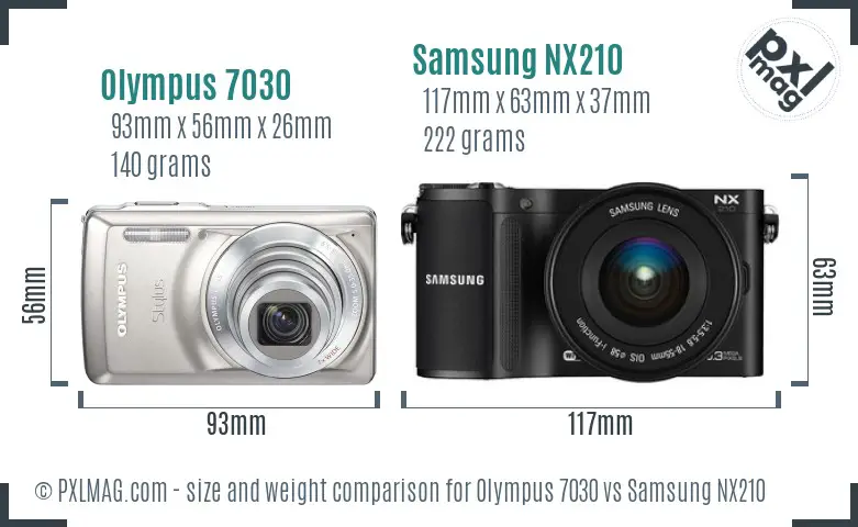 Olympus 7030 vs Samsung NX210 size comparison Olympus 7030 vs Samsung NX210 size comparison