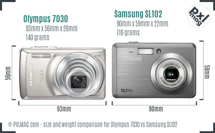 Olympus 7030 vs Samsung SL102 size comparison Olympus 7030 vs Samsung SL102 size comparison
