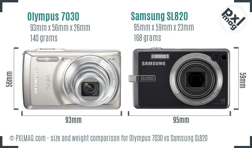 Olympus 7030 vs Samsung SL820 size comparison