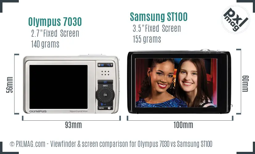 Olympus 7030 vs Samsung ST100 Screen and Viewfinder comparison