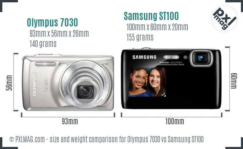 Olympus 7030 vs Samsung ST100 size comparison