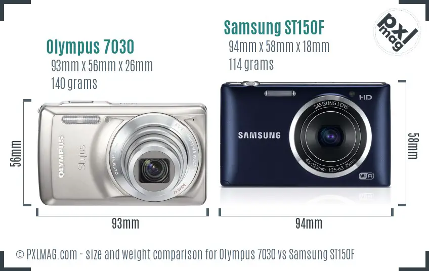 Olympus 7030 vs Samsung ST150F size comparison Olympus 7030 vs Samsung ST150F size comparison