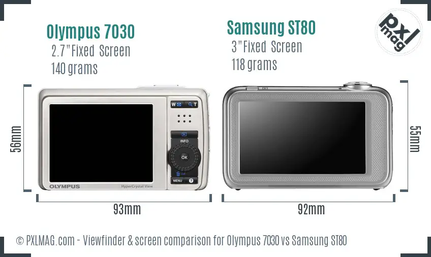 Olympus 7030 vs Samsung ST80 Screen and Viewfinder comparison