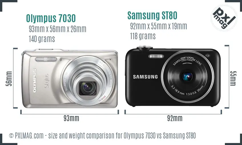 Olympus 7030 vs Samsung ST80 size comparison