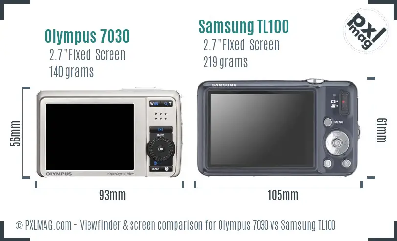 Olympus 7030 vs Samsung TL100 Screen and Viewfinder comparison
