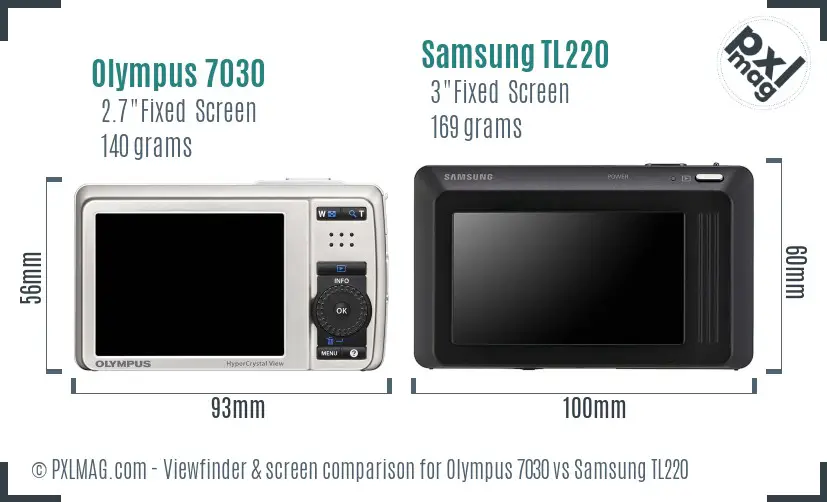Olympus 7030 vs Samsung TL220 Screen and Viewfinder comparison