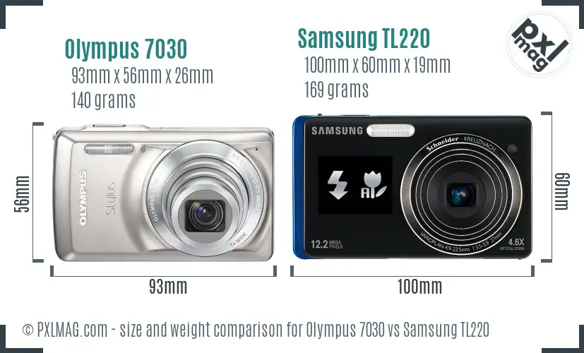 Olympus 7030 vs Samsung TL220 size comparison