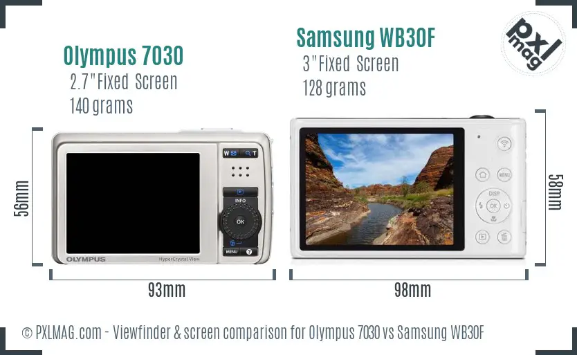 Olympus 7030 vs Samsung WB30F Screen and Viewfinder comparison Olympus 7030 vs Samsung WB30F Screen and Viewfinder comparison